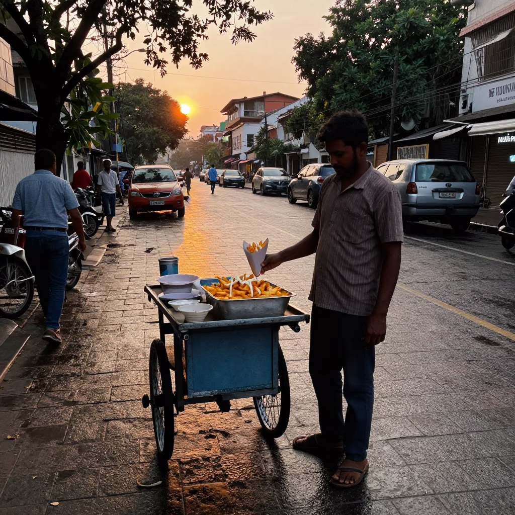 Frites Evening at The Early Evening Light in Kolkata in in Kolkata, India