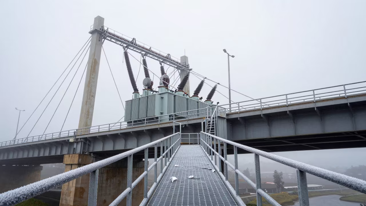 Frost and Feathers on Nairobi Bridge Catwalk in under a cable-stayed bridge span near Karen, Nairobi