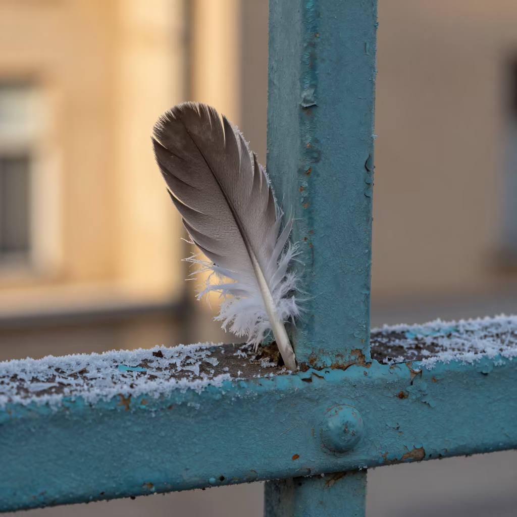 Frost Feathers on Weathered Turquoise Steel in against weathered turquoise paint in Diyarbakır