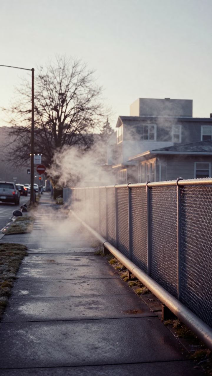 Frost Fencing in Portland at First Light Of Dawn in in Portland, Oregon, United States