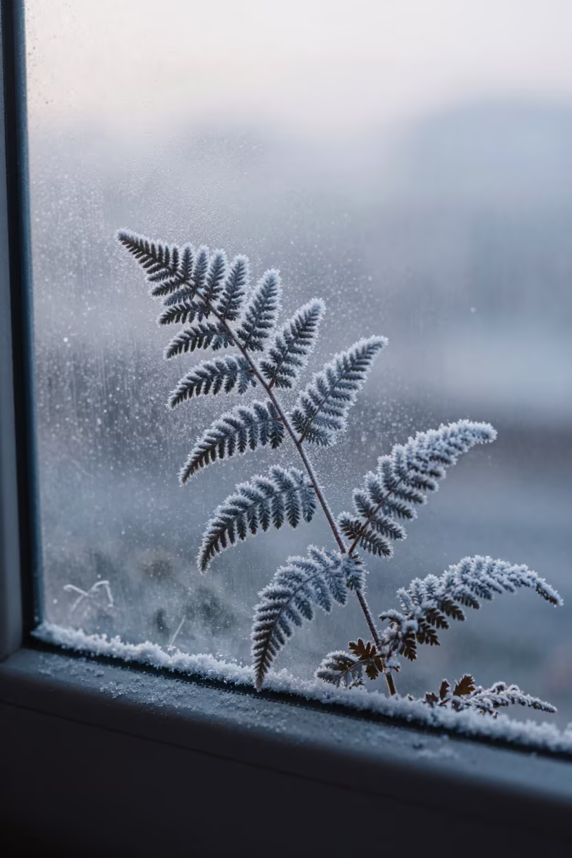 Frost Ferns on Salt Crystals in Chongqing in on salt crystals along a pan rim in Chongqing