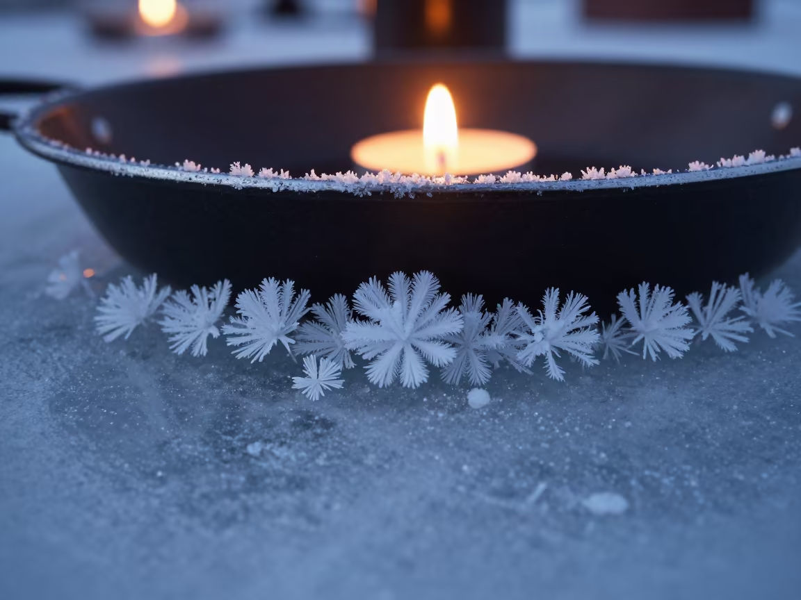Frost Flowers on Salt Crystals Stockholm in on salt crystals along a pan rim in Stockholm