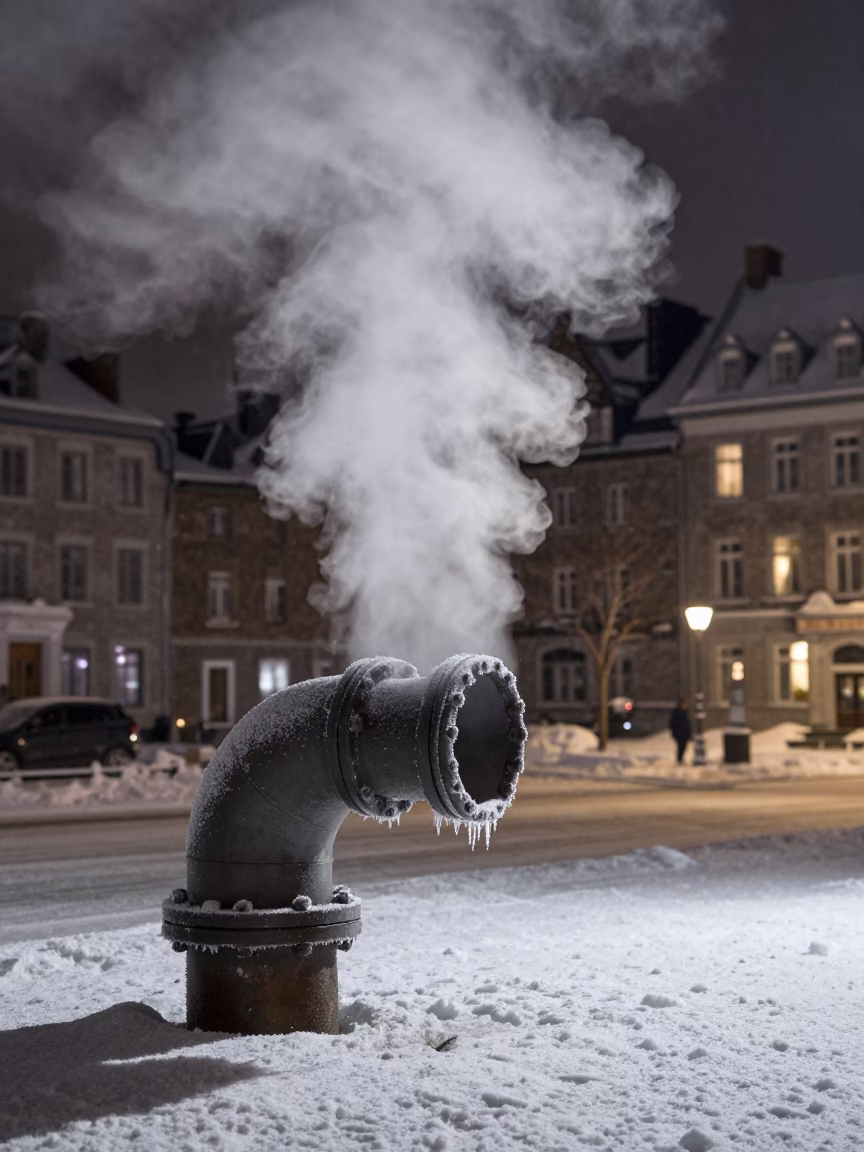 Frost in Quebec City at Midnight Light in in Quebec City, Quebec, Canada