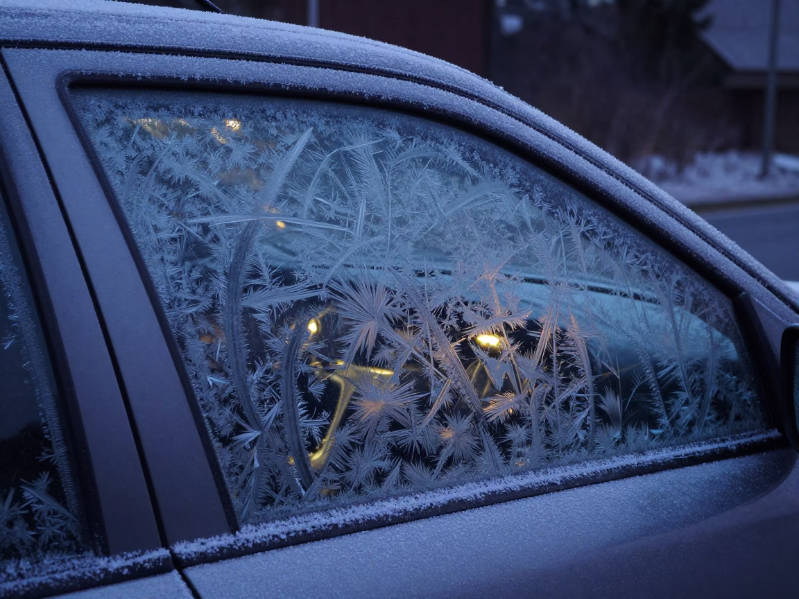 Frost Patterns in Portland at The Predawn Darkness Light in in Portland, Oregon, United States