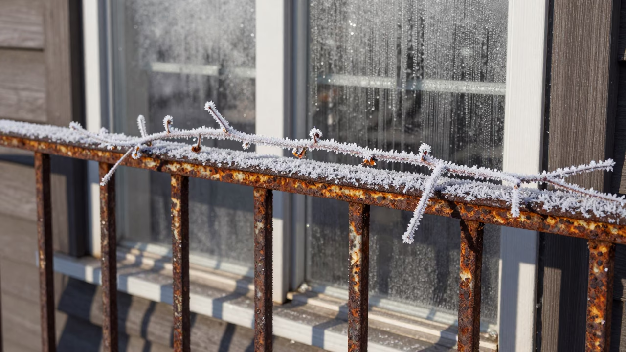 Frost-rimed Vine in Portland in in Portland, Oregon, United States