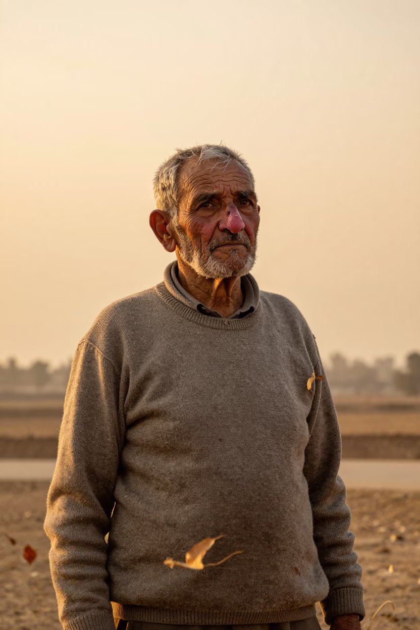 Frostbite Scarred Mountaineer in Sargodha Dusk in near Sargodha