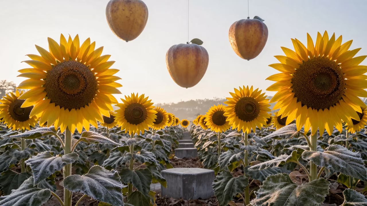 Frosted Sunflowers Under Fruit Sky Seoul in near Seoul