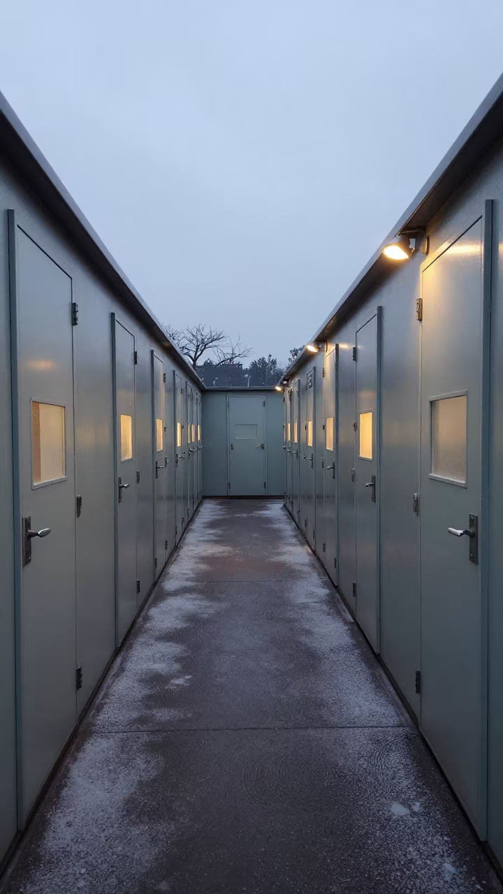 Frosty Corridor Lab Before Dawn in inside an observatory control room in Kabwe
