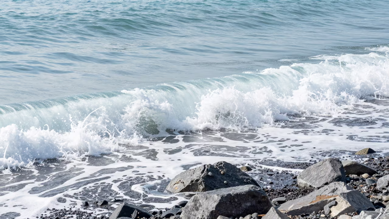 Frozen Arctic Wave Curl Hokkaido Shoreline in along a wave-cut shoreline in Hokkaido