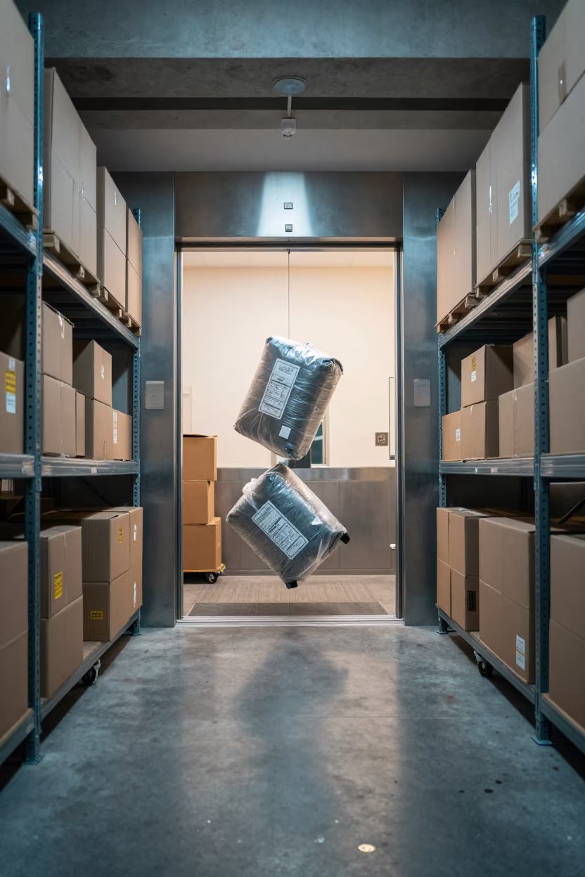 Frozen Cargo in Port Said Freight Lobby in at a fulfillment packing station in Port Said