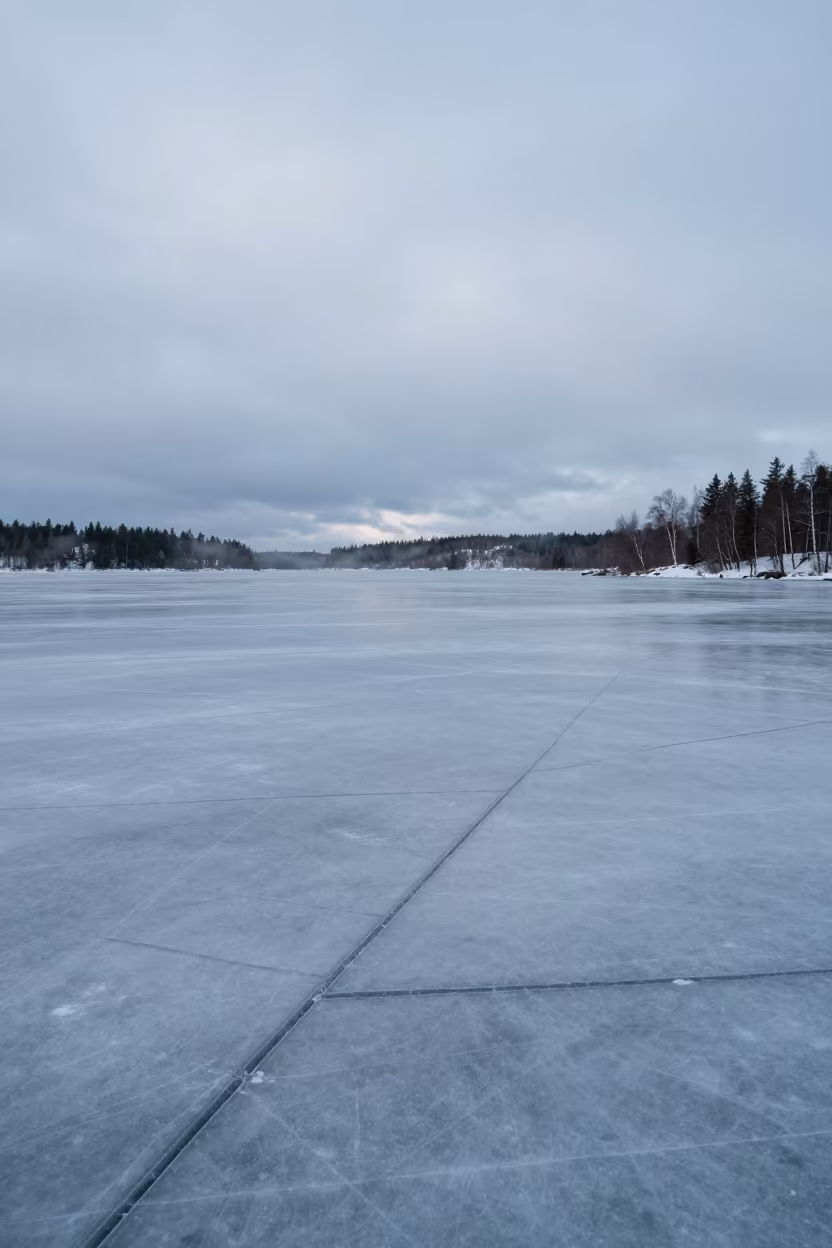 Frozen Lake Geometric Cracks Near Punavuori in near Punavuori, Helsinki