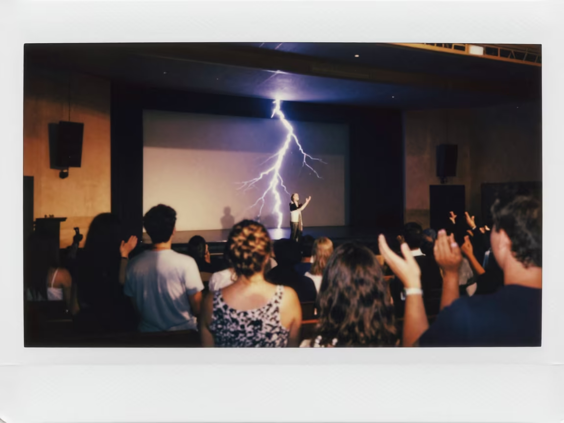 Frozen Lightning Over Standing Audience in on a theater stage in Kansas City