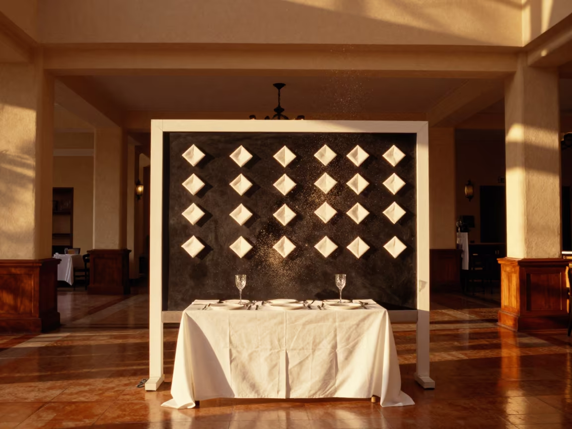 Frozen Linen Count Board Golden Hour Charallave in inside a hotel lobby in Charallave