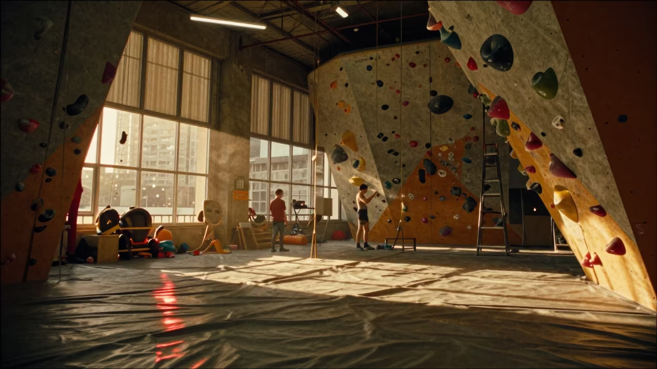 Frozen Member at Climbing Gym Warmup Zone Taichung in inside a climbing gym warmup zone in Taichung
