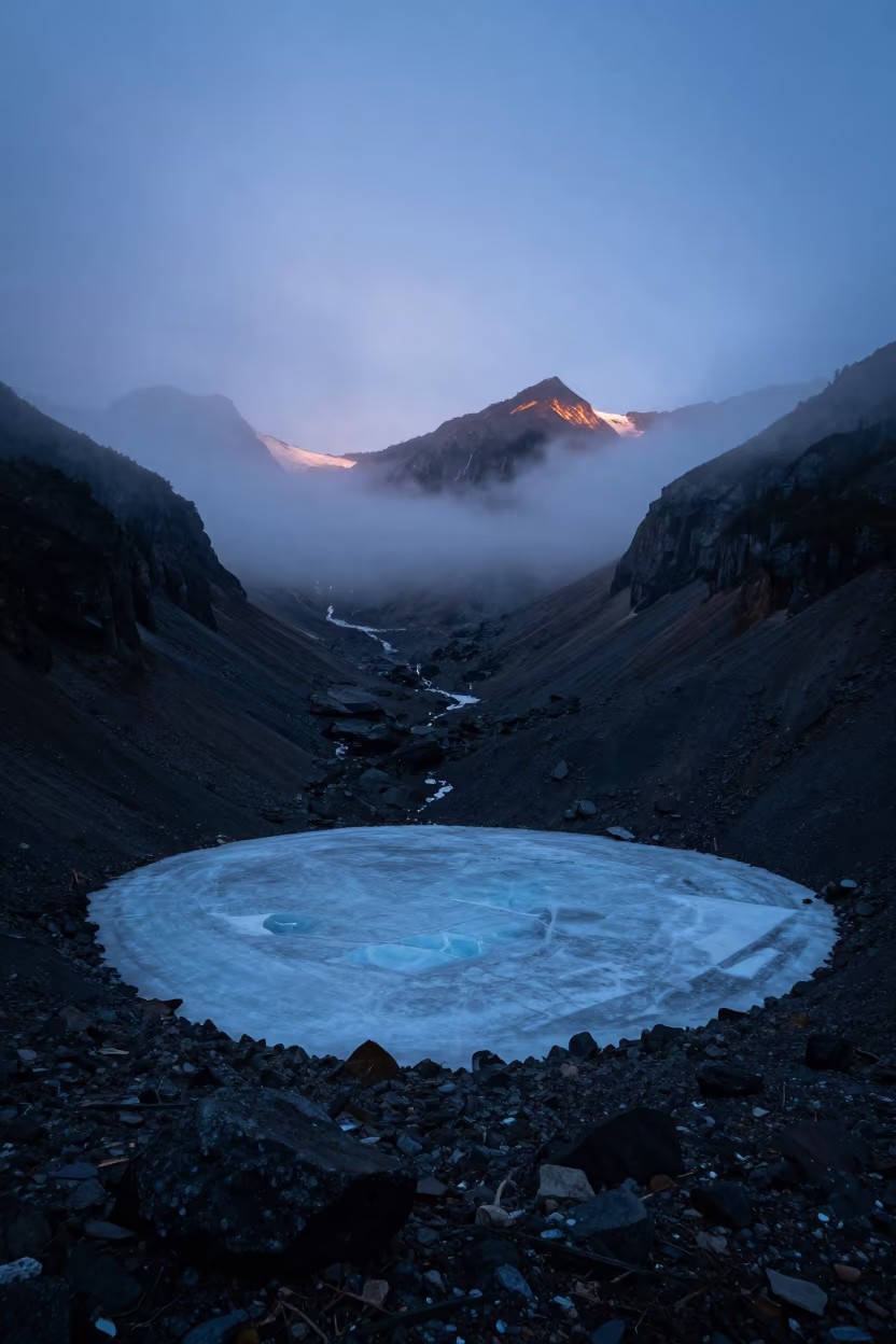 Frozen Tarn in Indigo Twilight Near Vancouver in near Vancouver