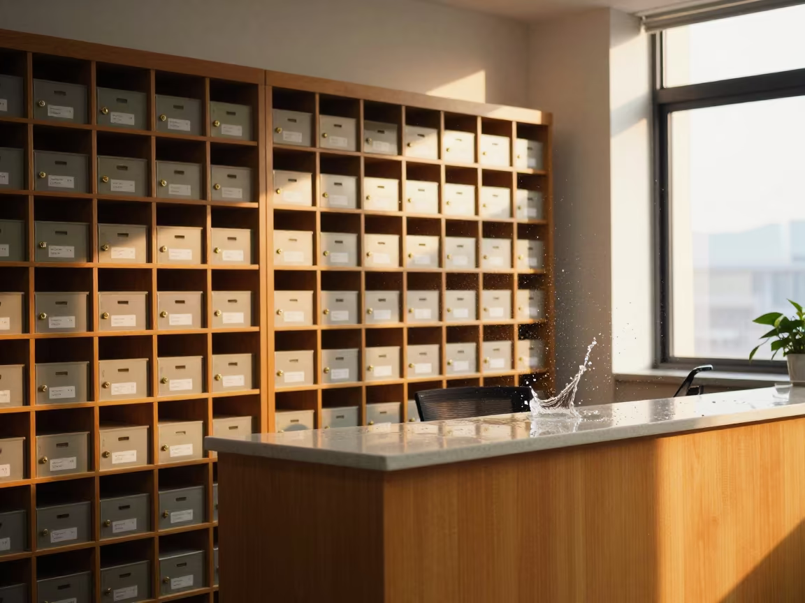 Frozen Water Splash at Chongqing Office Reception in at an office reception desk in Chongqing