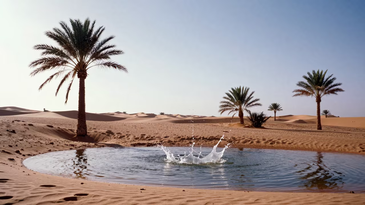 Frozen Water Splash Desert Oasis Marrakech in near Marrakech