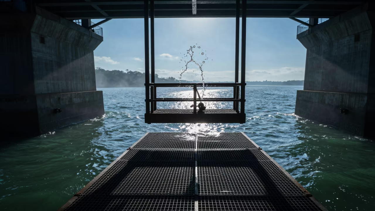 Frozen Water Splash Above Kerman Bridge Pier in beside a bridge pier above moving water in Kerman