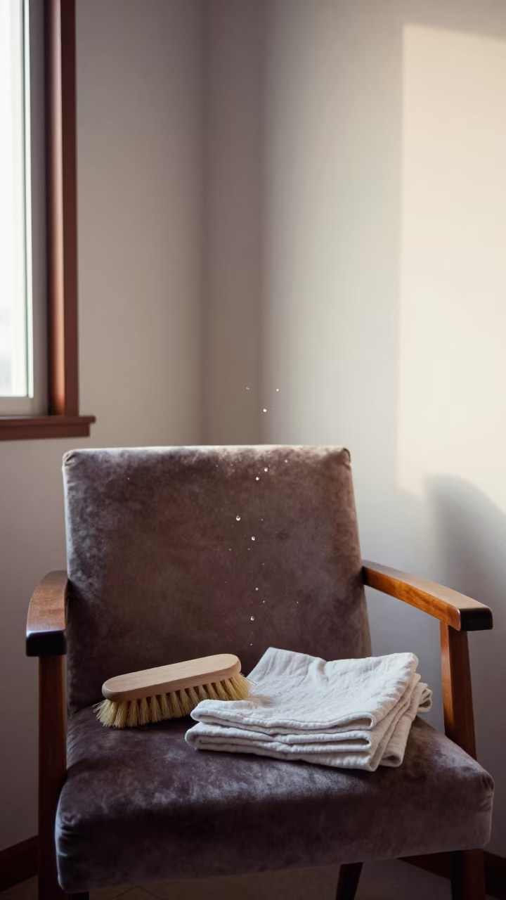 Frozen Water Splash on Velvet Chair in Chihuahua in on a velvet chair in Chihuahua