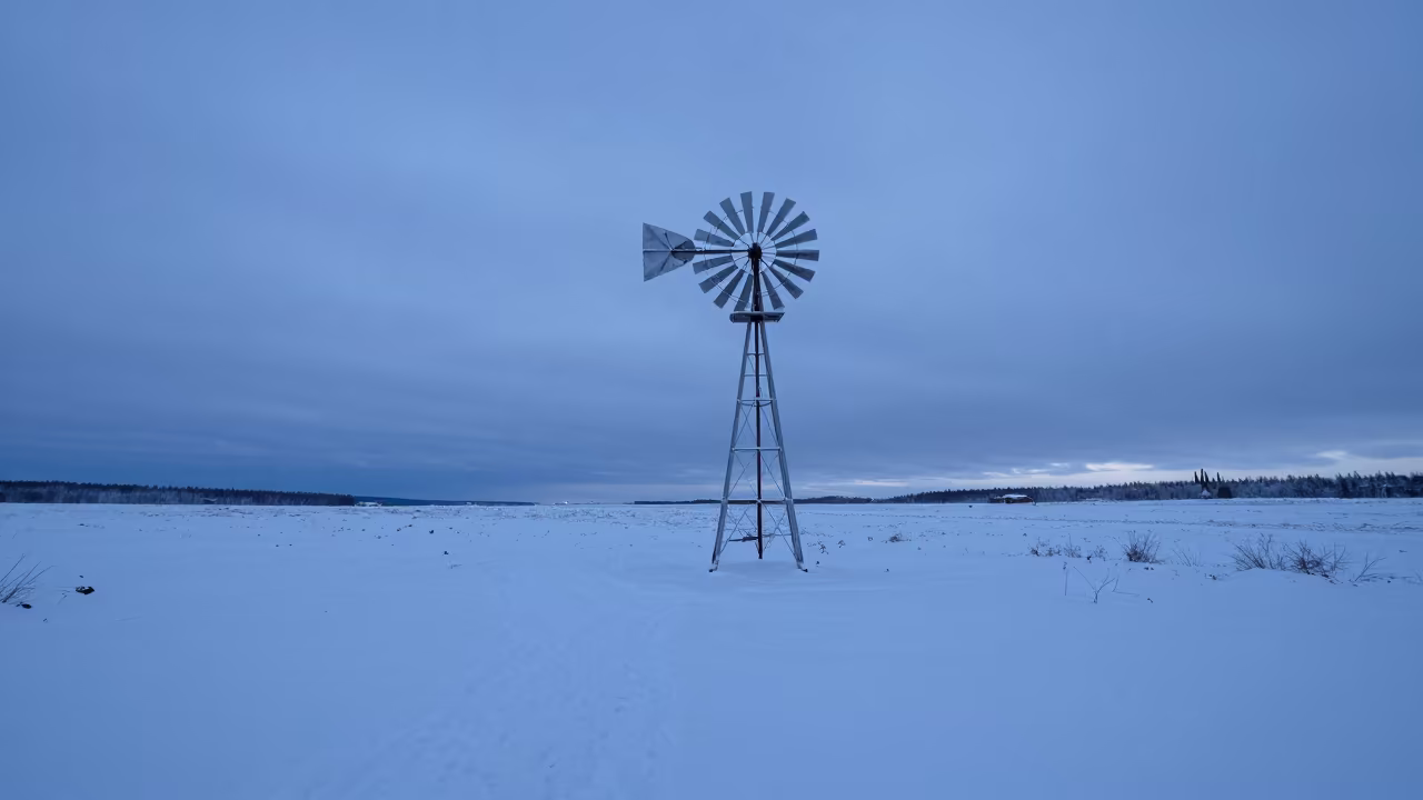Frozen Windmill in Northwest Territories Twilight in in Northwest Territories