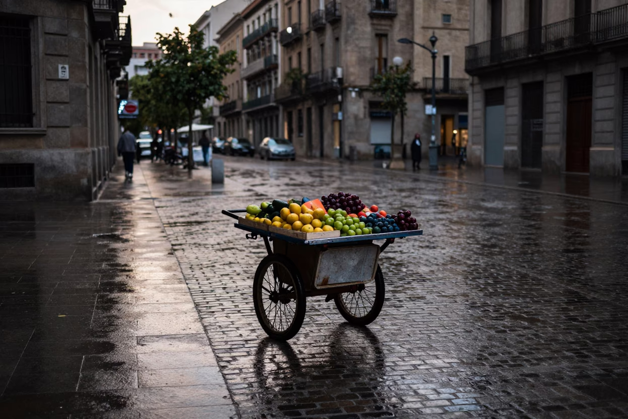 Fruit Cart in Barcelona in in Barcelona, Spain