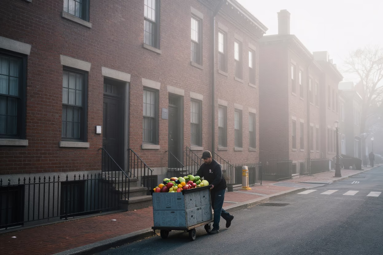 Fruit Cart in Boston in in Boston, Massachusetts, United States