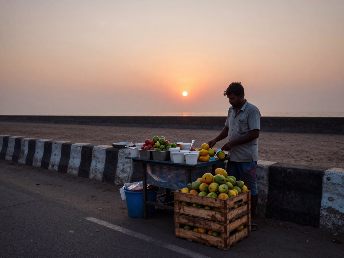 Fruit Crate in Mumbai at Nautical Dawn Light in in Mumbai, India