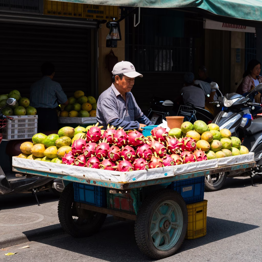 Fruit Crates in Ho Chi Minh City in in Ho Chi Minh City, Vietnam