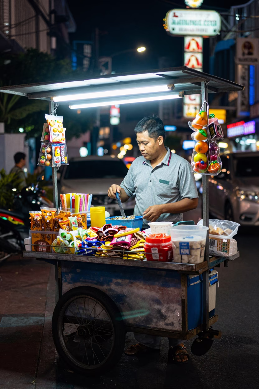 Fruit Snacks in Bangkok at Late At Night Light in in Bangkok, Thailand