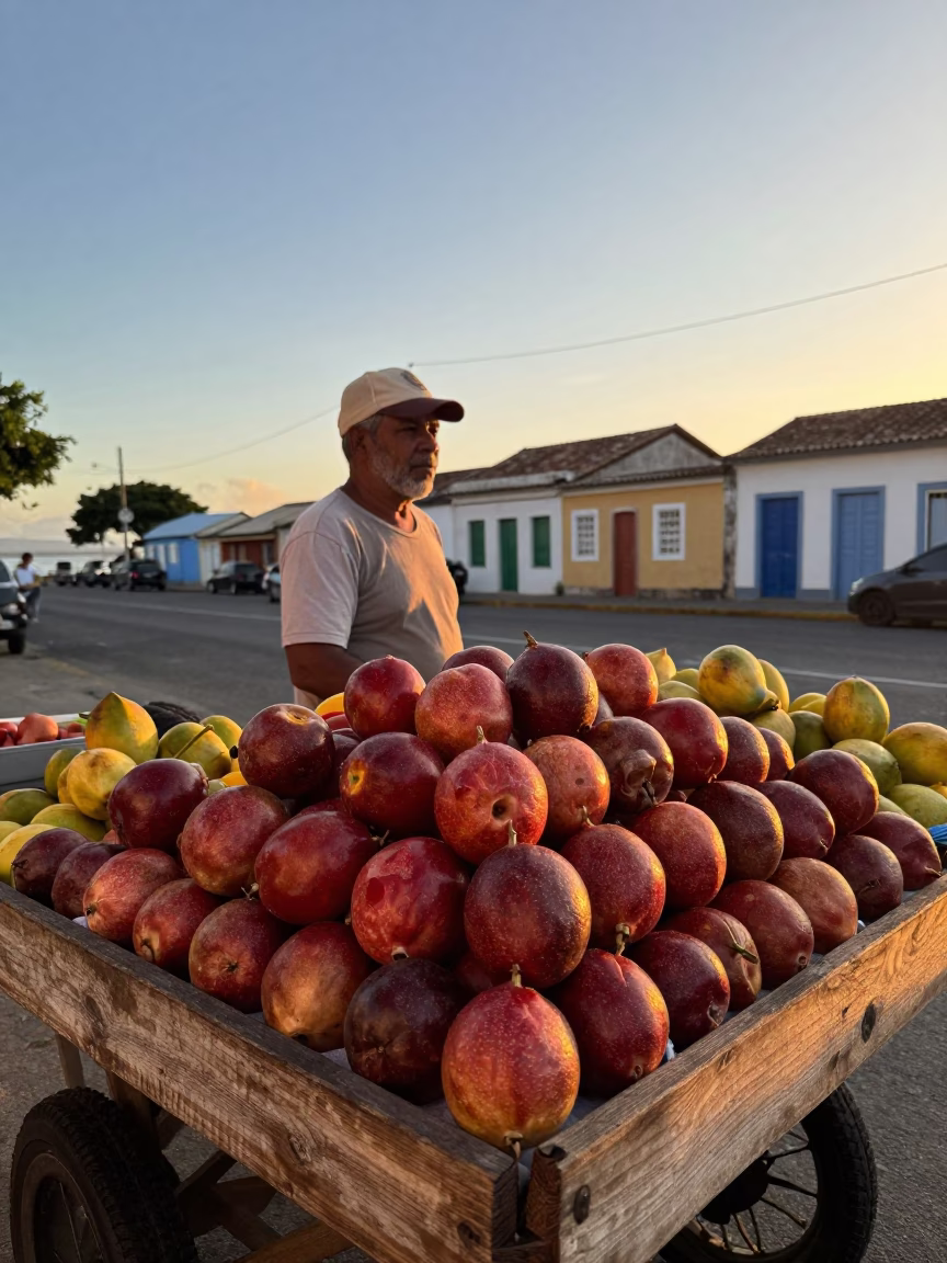 Fruit Stall in Salvador at Sunset Light in in Salvador, Brazil