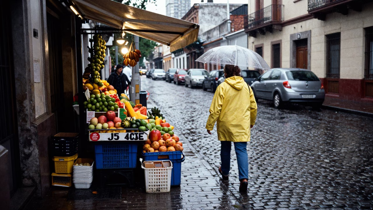 Fruit Stand in Buenos Aires at First Light in in Buenos Aires, Argentina