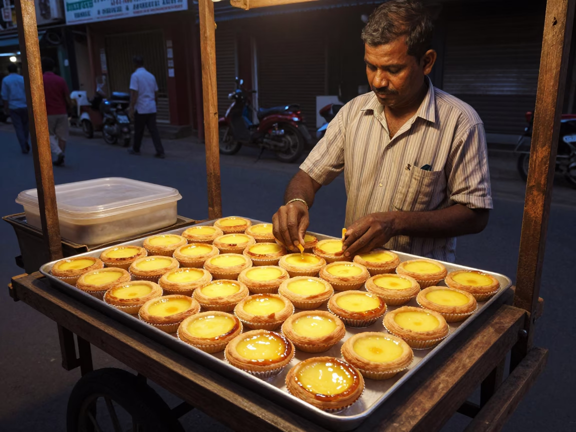Fruit Tarts in Chennai at Honeyed Evening Light in in Chennai, India