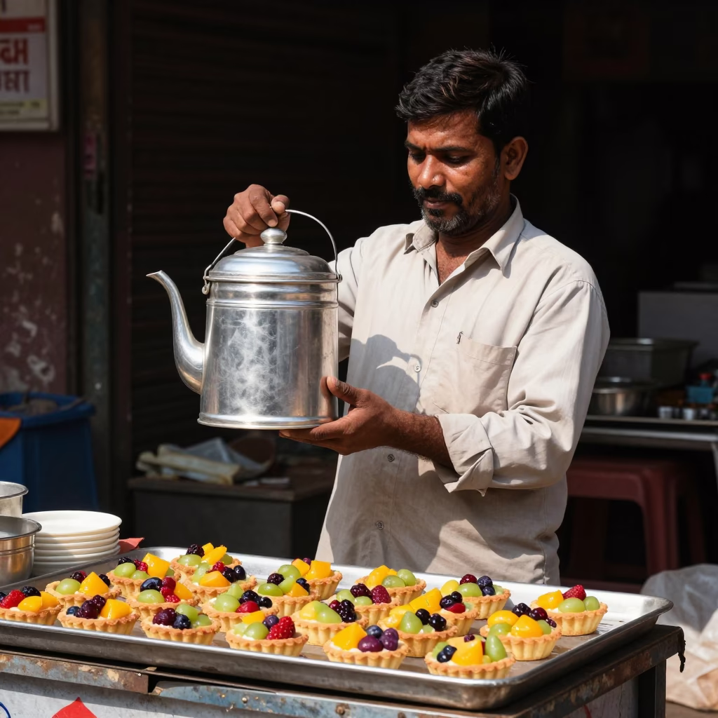 Fruit Tarts in Delhi at The Flat Glare Of Noon Light in in Delhi, India