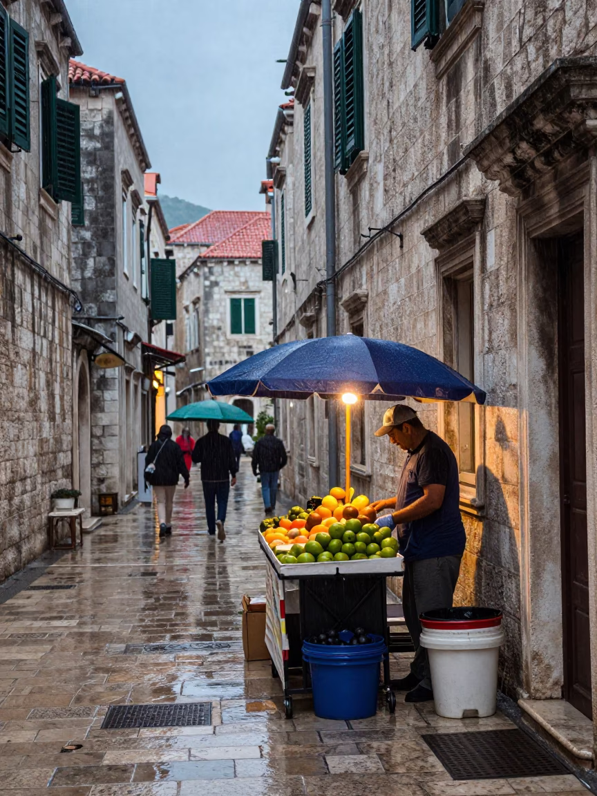 Fruit Vendor in Dubrovnik in in Dubrovnik, Croatia
