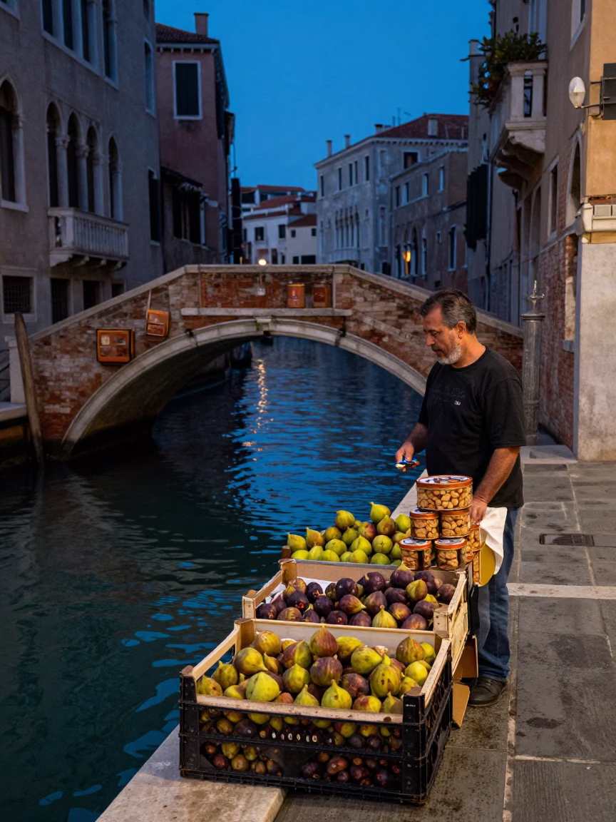 Fruit Vendor in Venice in in Venice, Italy