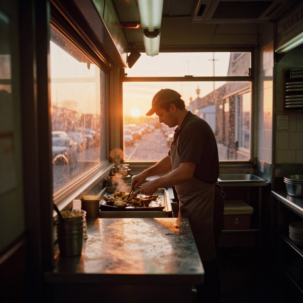 Frying Fish in Liverpool in in Liverpool, United Kingdom