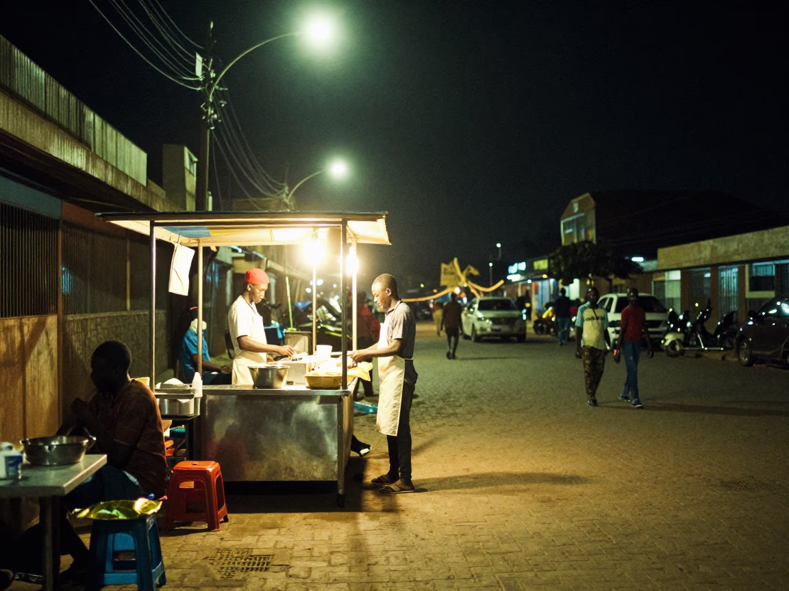 Fufu in Accra at Late At Night Light in in Accra, Ghana