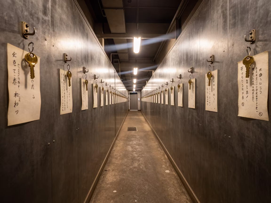 Fukuoka Cross-Dock Route Key Locker Midnight in inside a cross-dock lane in Fukuoka