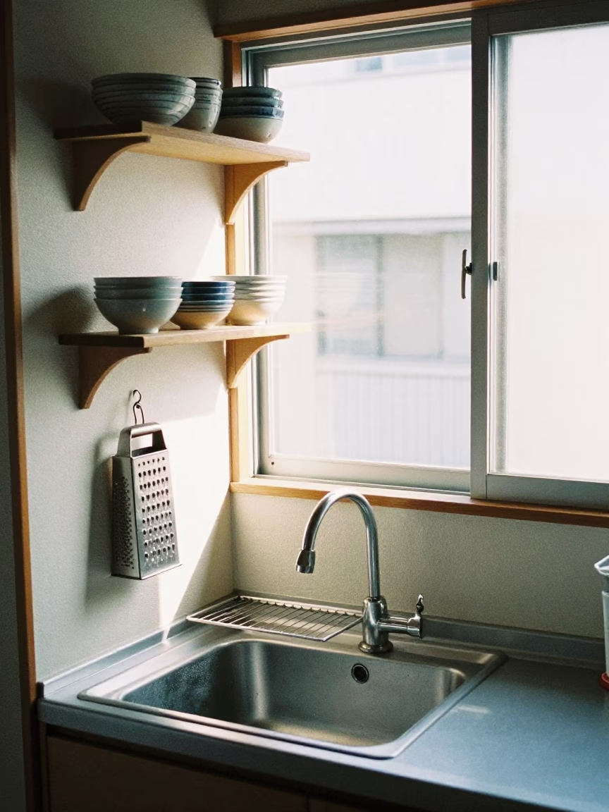 Fukuoka Kitchen Scene at Late Morning Light in in Fukuoka, Japan