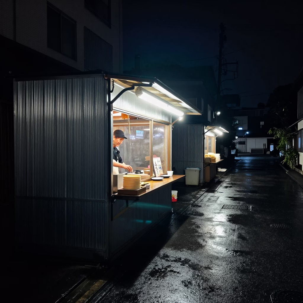 Fukuoka Night Scene at Deep In The Night Light in in Fukuoka, Japan