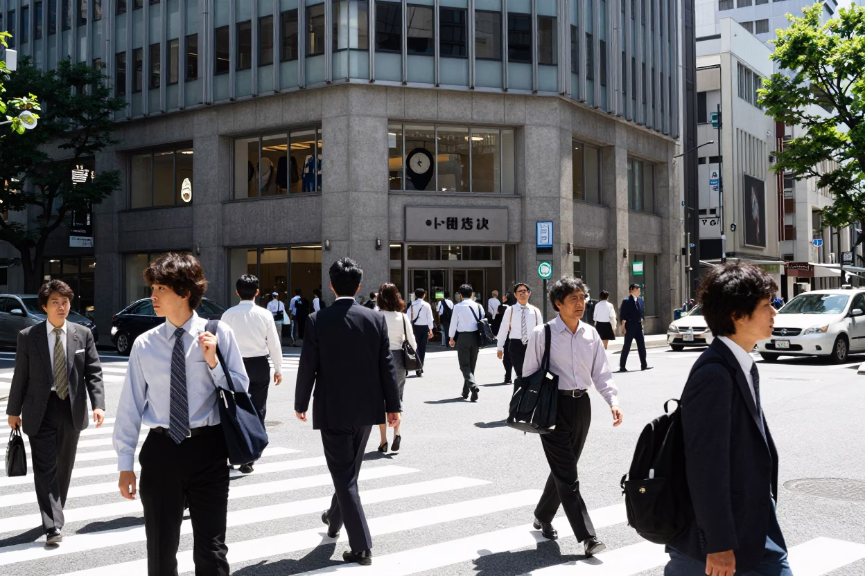 Fukuoka Street Scene at Midday Light in in Fukuoka, Japan