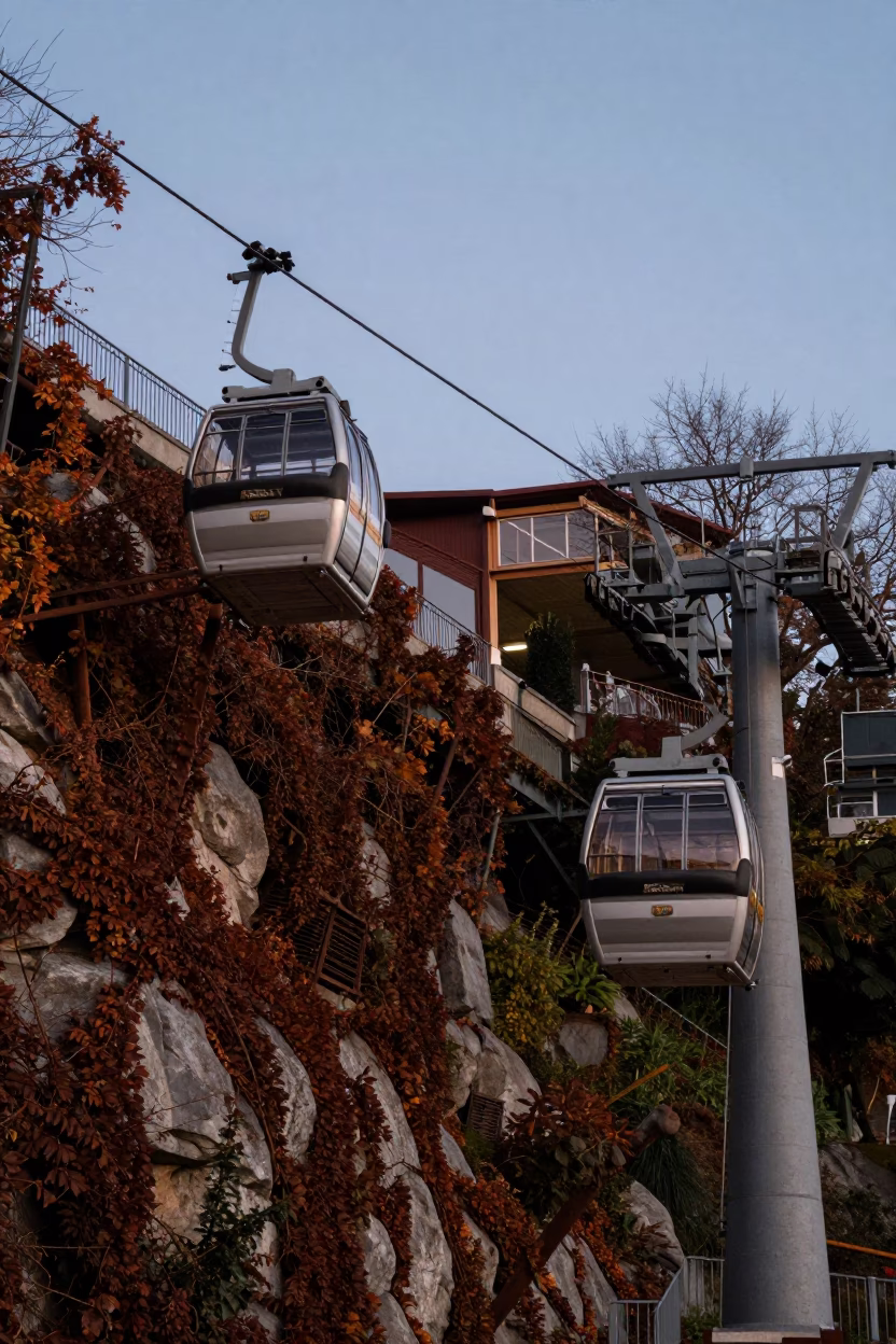 Funicular Ascending Hillside Covered in Bilbao in in Bilbao, Spain