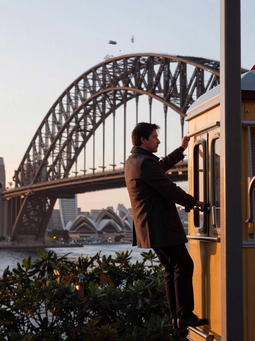 Funicular Climb at The Early Morning Light in Sydney in in Sydney, New South Wales, Australia