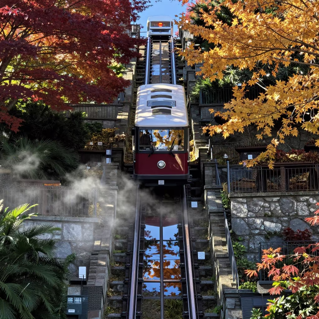 Funicular Rising Through Terraced Gardens Victoria in in Victoria