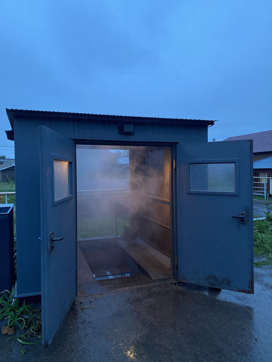 Furnace Door Open in Indigo Twilight Haze in near Çorlu
