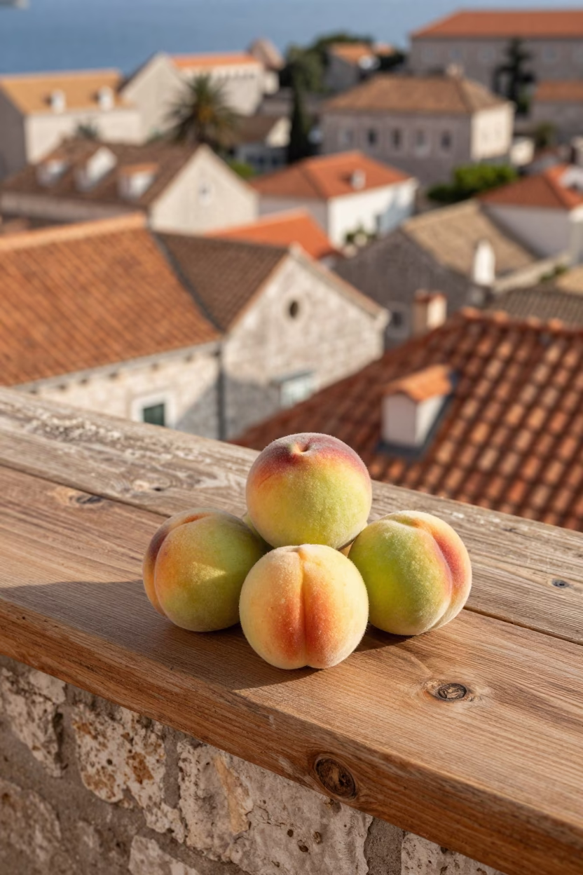 Fuzzy Green Peaches in Dubrovnik in in Dubrovnik, Croatia