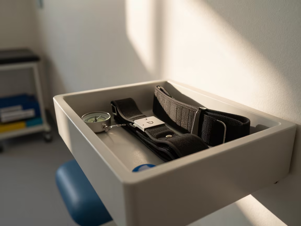 Gait Belt Drawer in Winter Therapy Room in along a therapy corridor with organized equipment in Faiyum