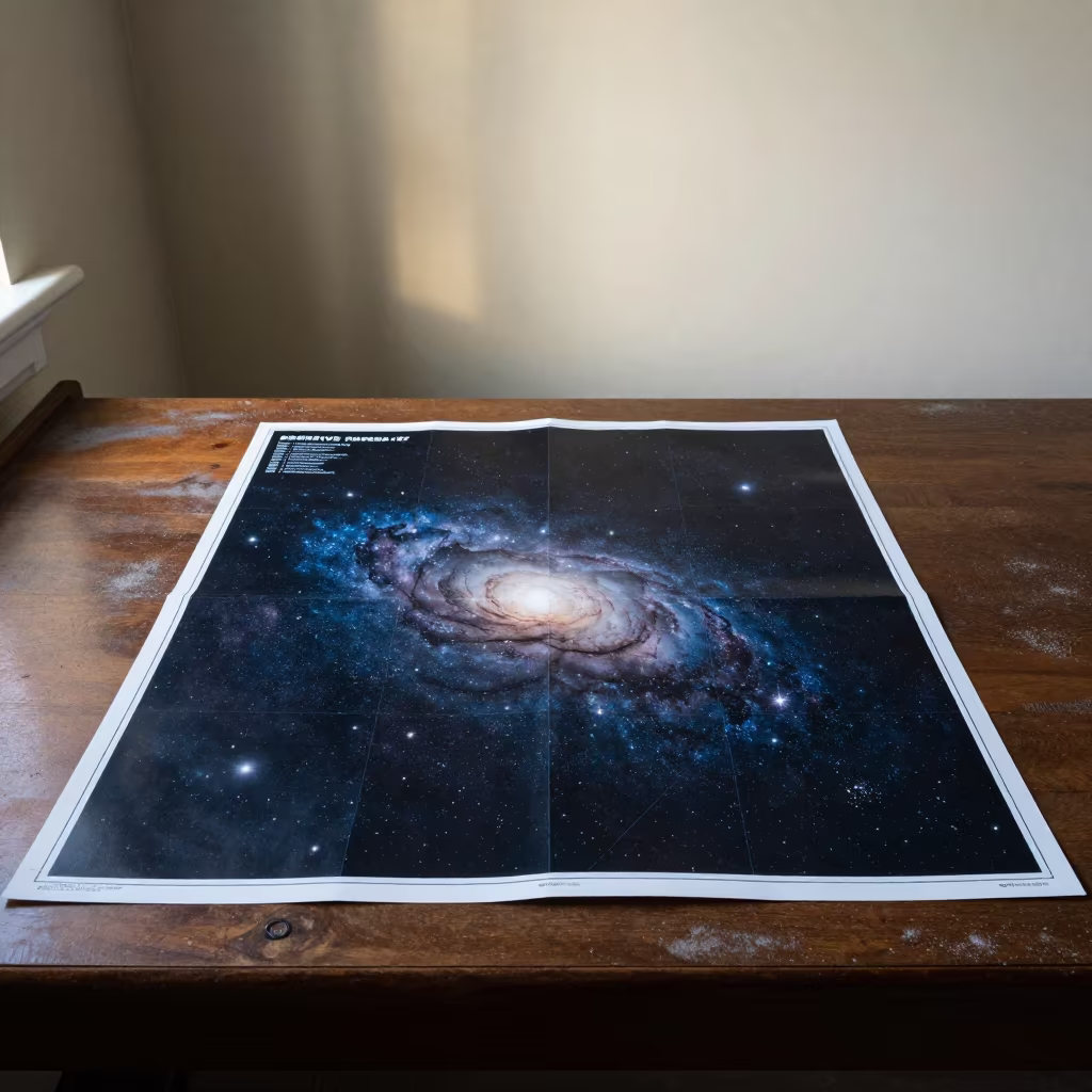 Galactic Core Over Dark Sky Preserve Table in on a dusty library table near Guarenas