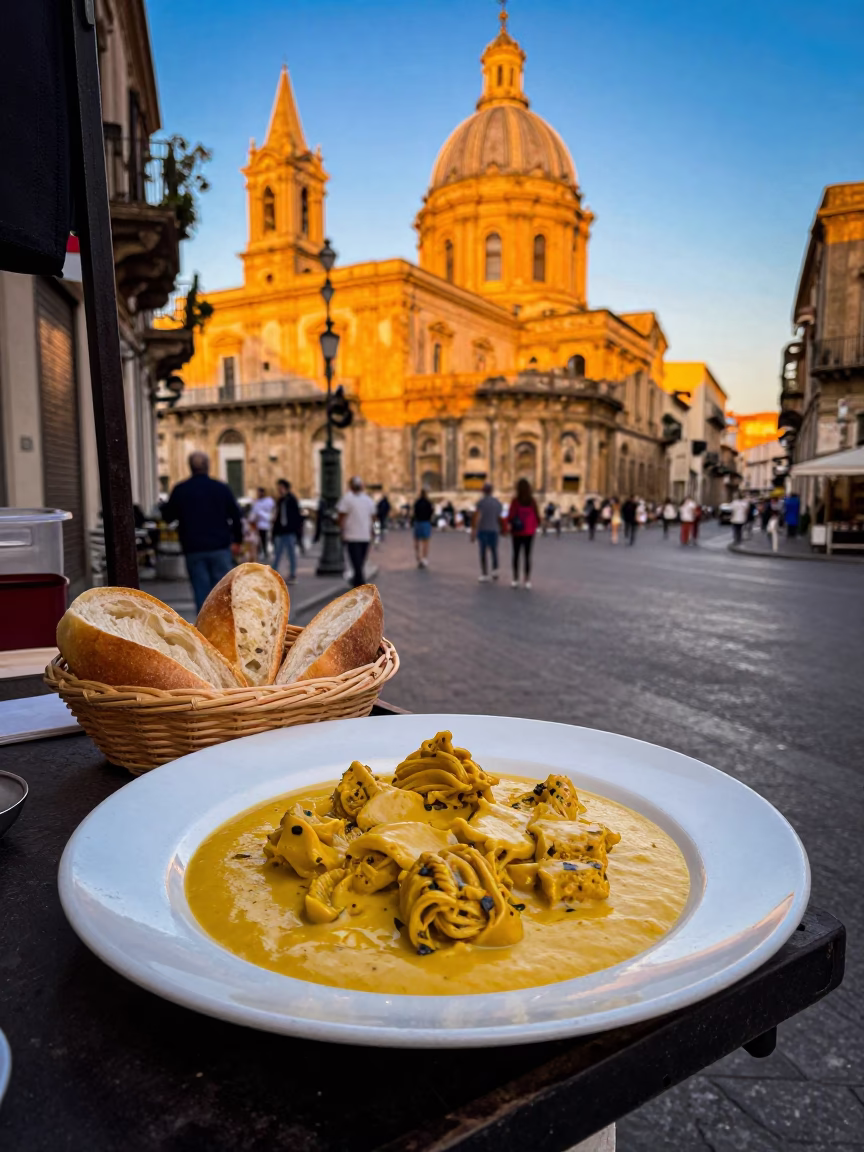 Gallina Plate in Palermo at Sunset Light in in Palermo, Italy
