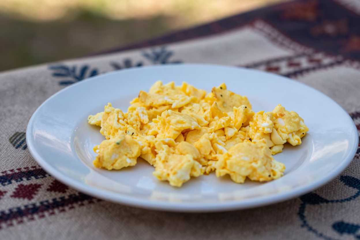 Gallo Pinto and Eggs on Picnic Blanket in on a picnic blanket in Abu Dhabi